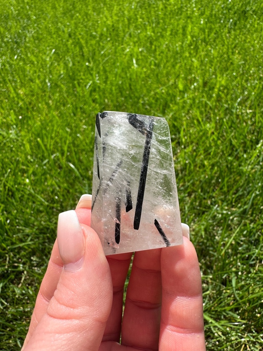 Clear Tourmalinated Quartz Point - Black & Clear